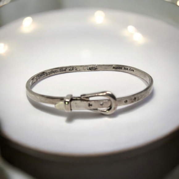 Taxco Jewelry - Taxco 925 Sterling Silver Belt Buckle Bracelet C 33 Hallmark Vintage Adjustable